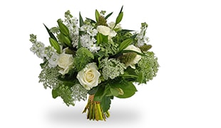 Boeket Dalia – stijlvol wit boeket met groene accenten