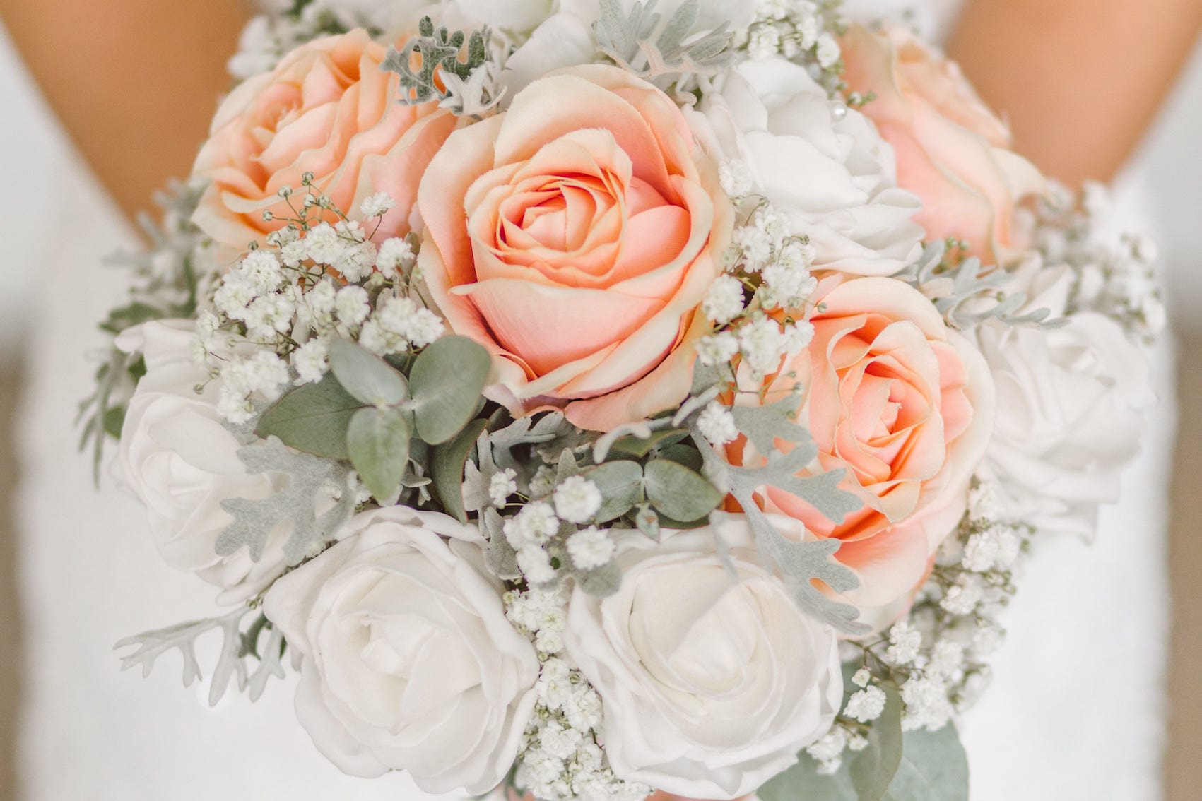 Boeket Jasmijn – oranje, wit met parels